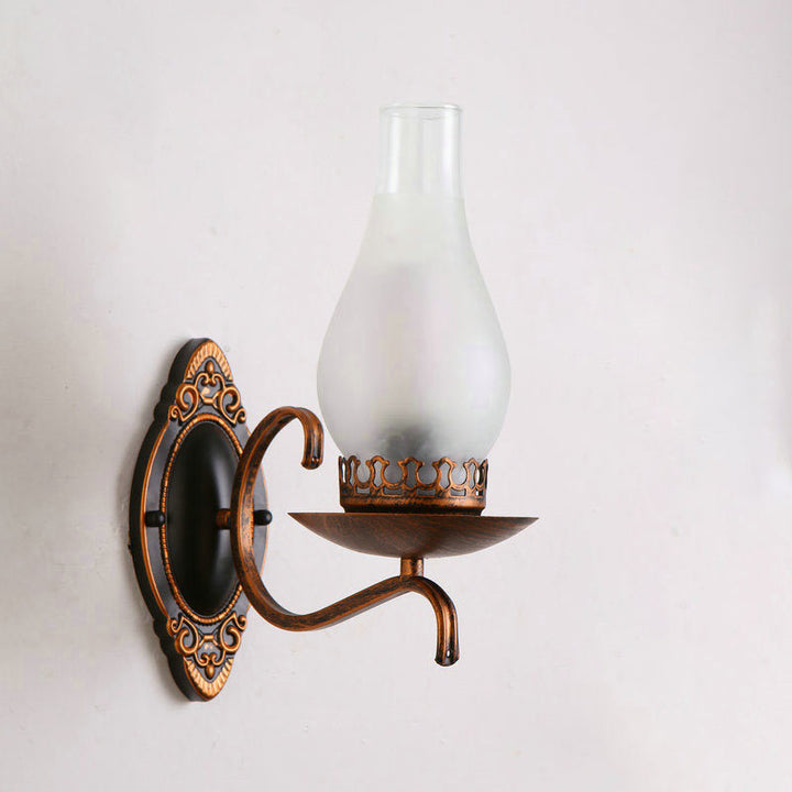 Kalsten | Single-arm Wall Light Industrial Hall Wall Light with Kerosene Clear/Frosted Glass Shade in Copper/Bronze