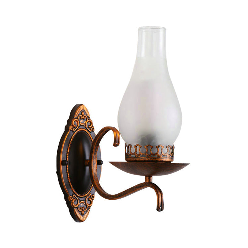 Kalsten | Single-arm Wall Light Industrial Hall Wall Light with Kerosene Clear/Frosted Glass Shade in Copper/Bronze