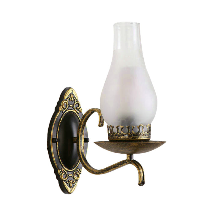 Kalsten | Single-arm Wall Light Industrial Hall Wall Light with Kerosene Clear/Frosted Glass Shade in Copper/Bronze