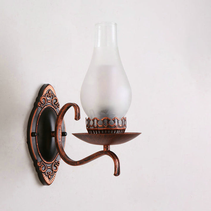 Kalsten | Single-arm Wall Light Industrial Hall Wall Light with Kerosene Clear/Frosted Glass Shade in Copper/Bronze