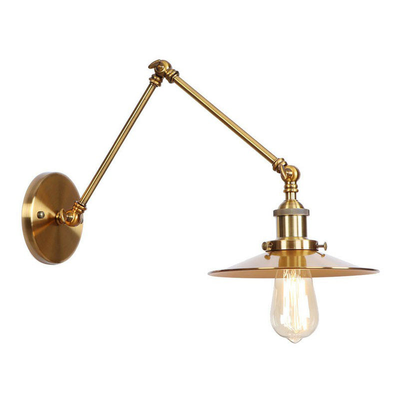 Iron Brass Task Wall Lighting Scalloped/Horn/Cone Single 6"/8" Wide Antique Wall Mounted Lamp with Swing Arm | Kalsten