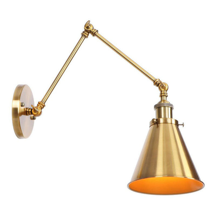 Iron Brass Task Wall Lighting Scalloped/Horn/Cone Single 6"/8" Wide Antique Wall Mounted Lamp with Swing Arm | Kalsten