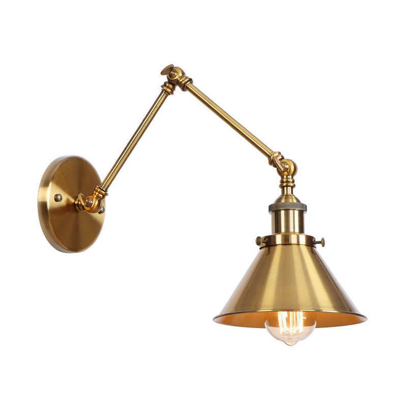 Iron Brass Task Wall Lighting Scalloped/Horn/Cone Single 6"/8" Wide Antique Wall Mounted Lamp with Swing Arm | Kalsten