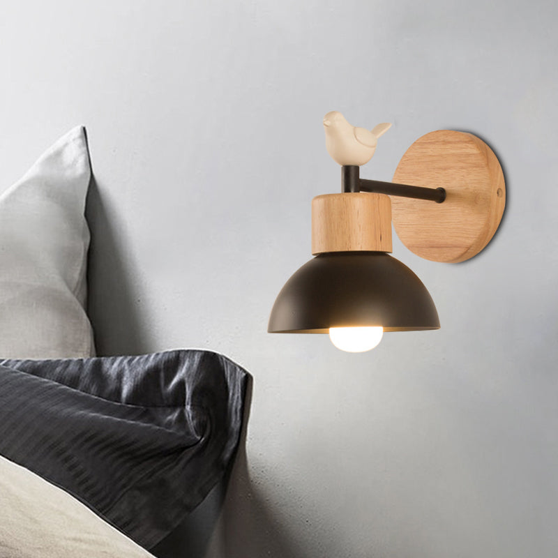 NordicDome - Metal and Wood Wall Lamp with Bird for the Children's Room | Kalsten
