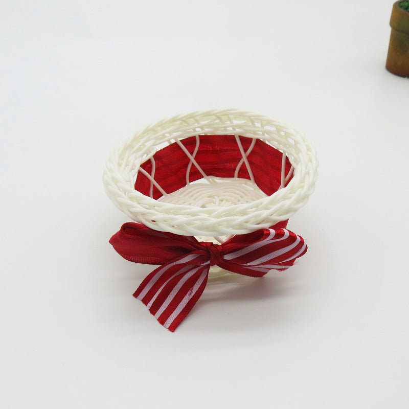 Decorative Ribbon-Trimmed Woven Basket Kalsten