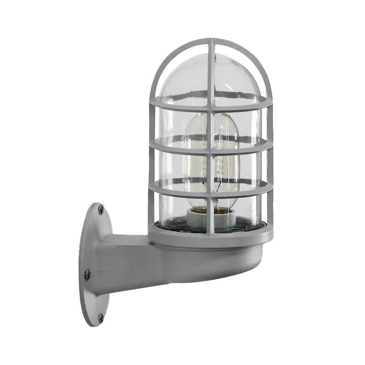 Loft Capsule Wall Lamp Fixture Single Transparent Glass Sconce Light with Wire Cage in Pink/Blue/Rust | Kalsten