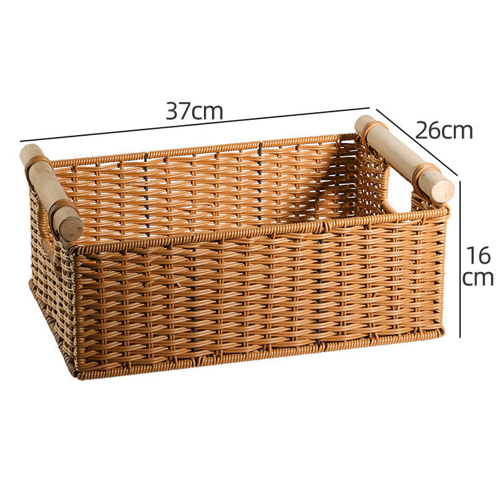 Handcrafted Woven Storage Basket with Wooden Handles Kalsten