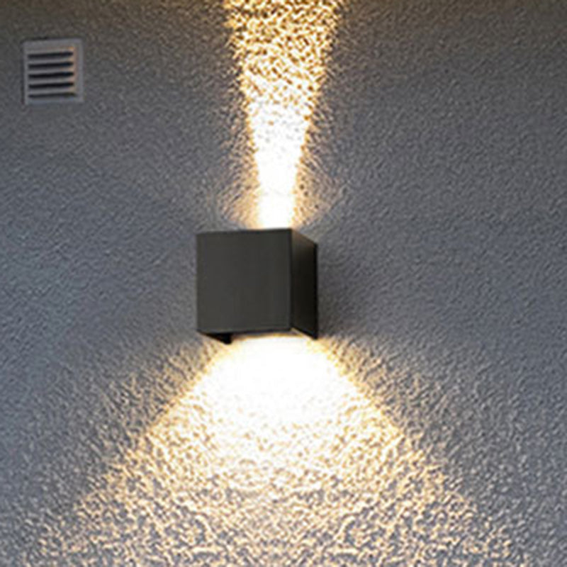 Cube/Triangle/Cylinder Wall Lamp Fixture Nordic Metal Black Up and Down LED Wall Sconce for Outdoor | Kalsten