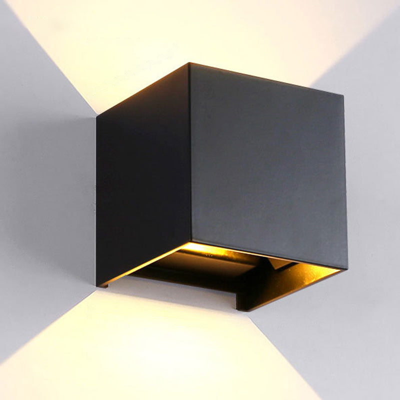 Cube/Triangle/Cylinder Wall Lamp Fixture Nordic Metal Black Up and Down LED Wall Sconce for Outdoor | Kalsten