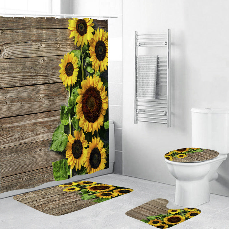 Floral Shower Curtain and Mat Set Kalsten
