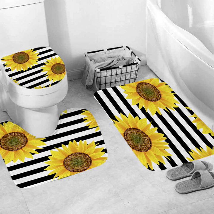 Floral Shower Curtain and Mat Set Kalsten