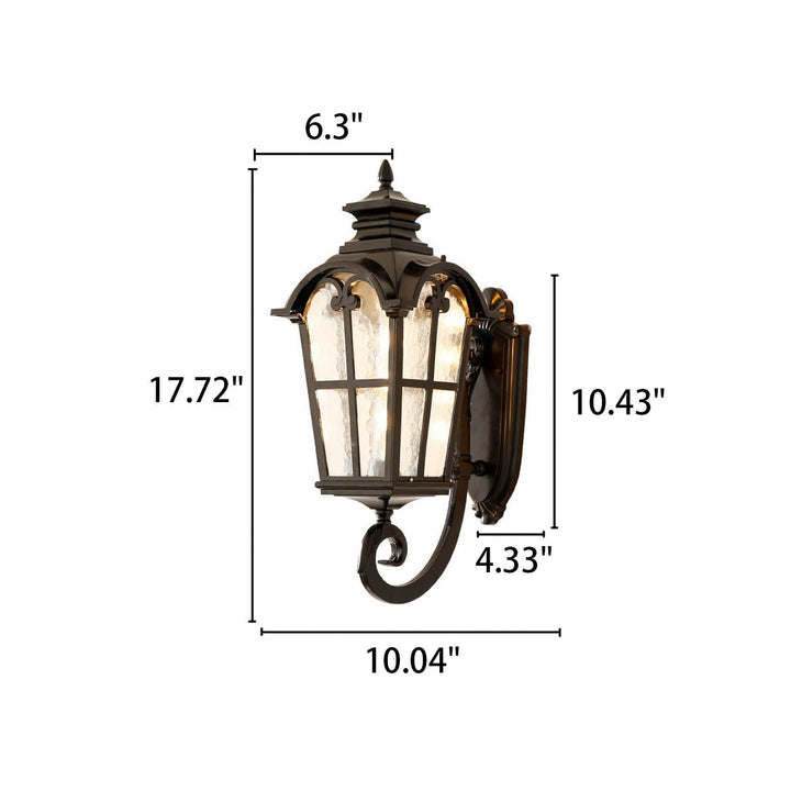 European Retro Glass Aluminum Lantern Outdoor Waterproof 1-Light Wall Sconce Lamp | Kalsten