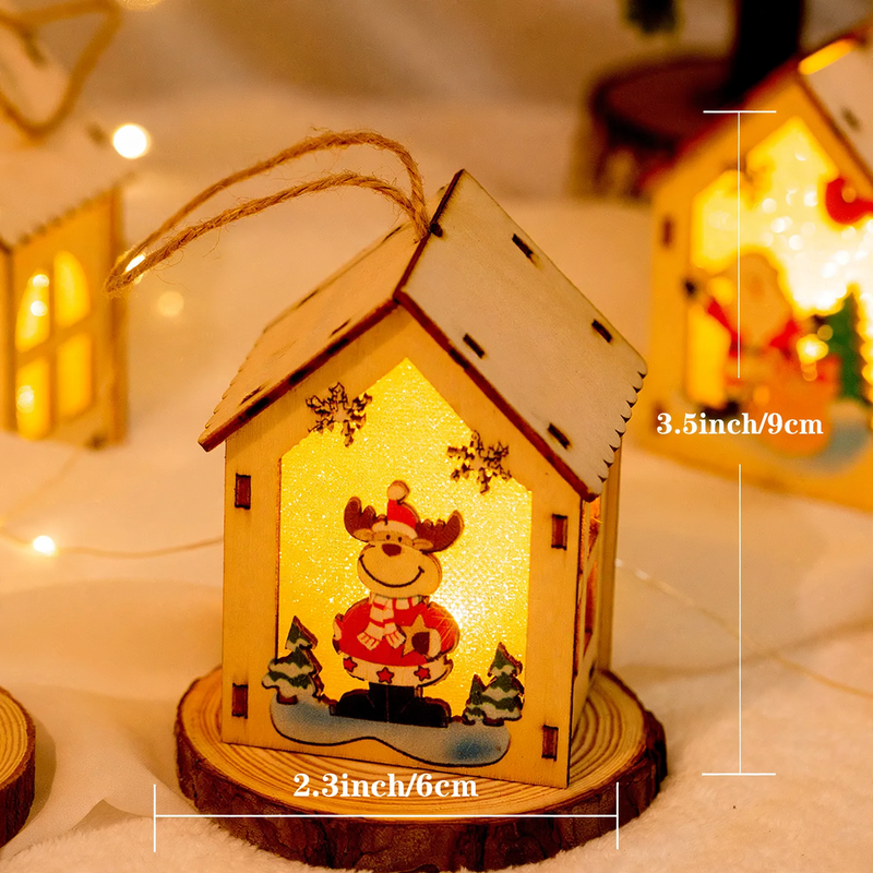 Illuminated wooden house for Christmas decoration
