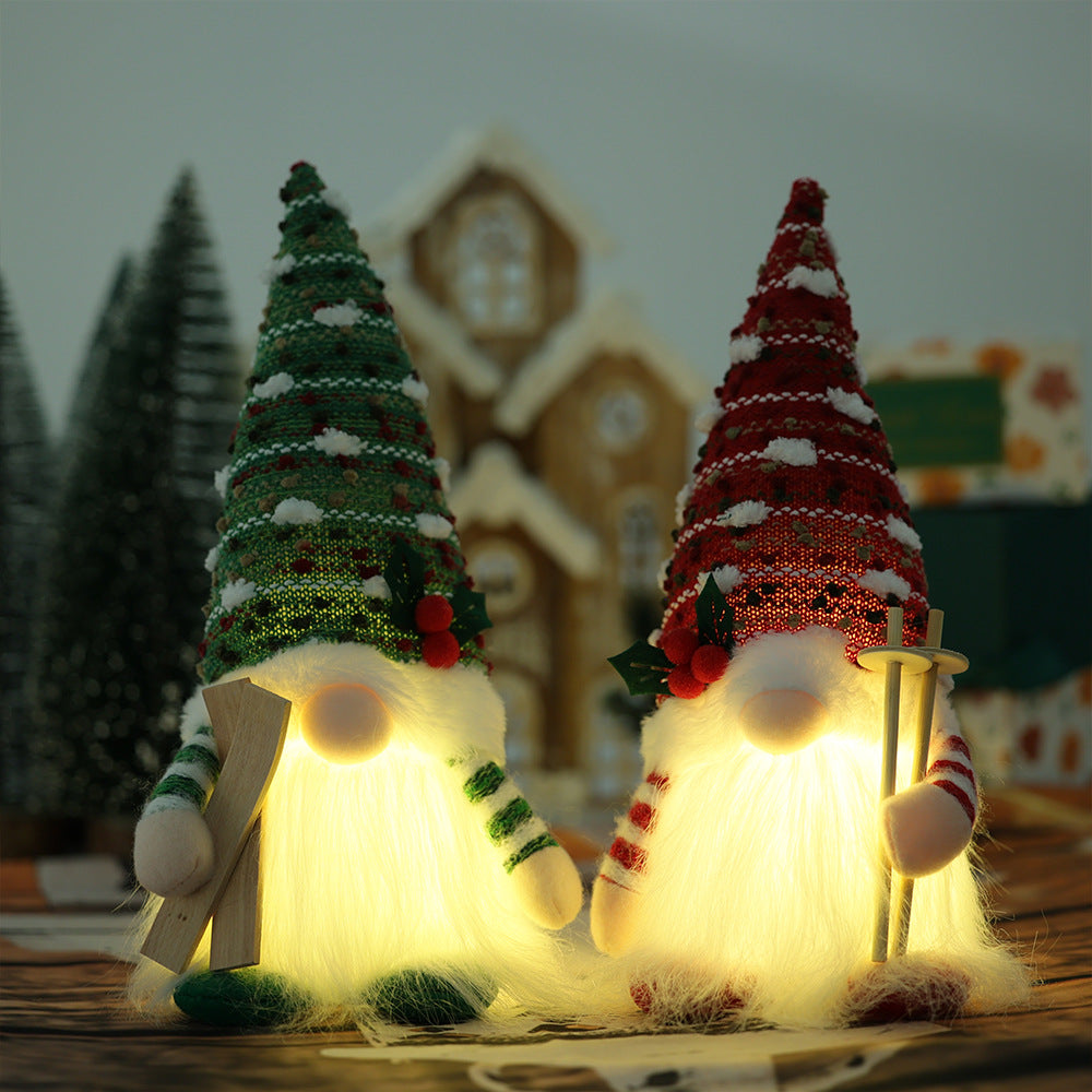 Illuminated elf figure with knitted hat