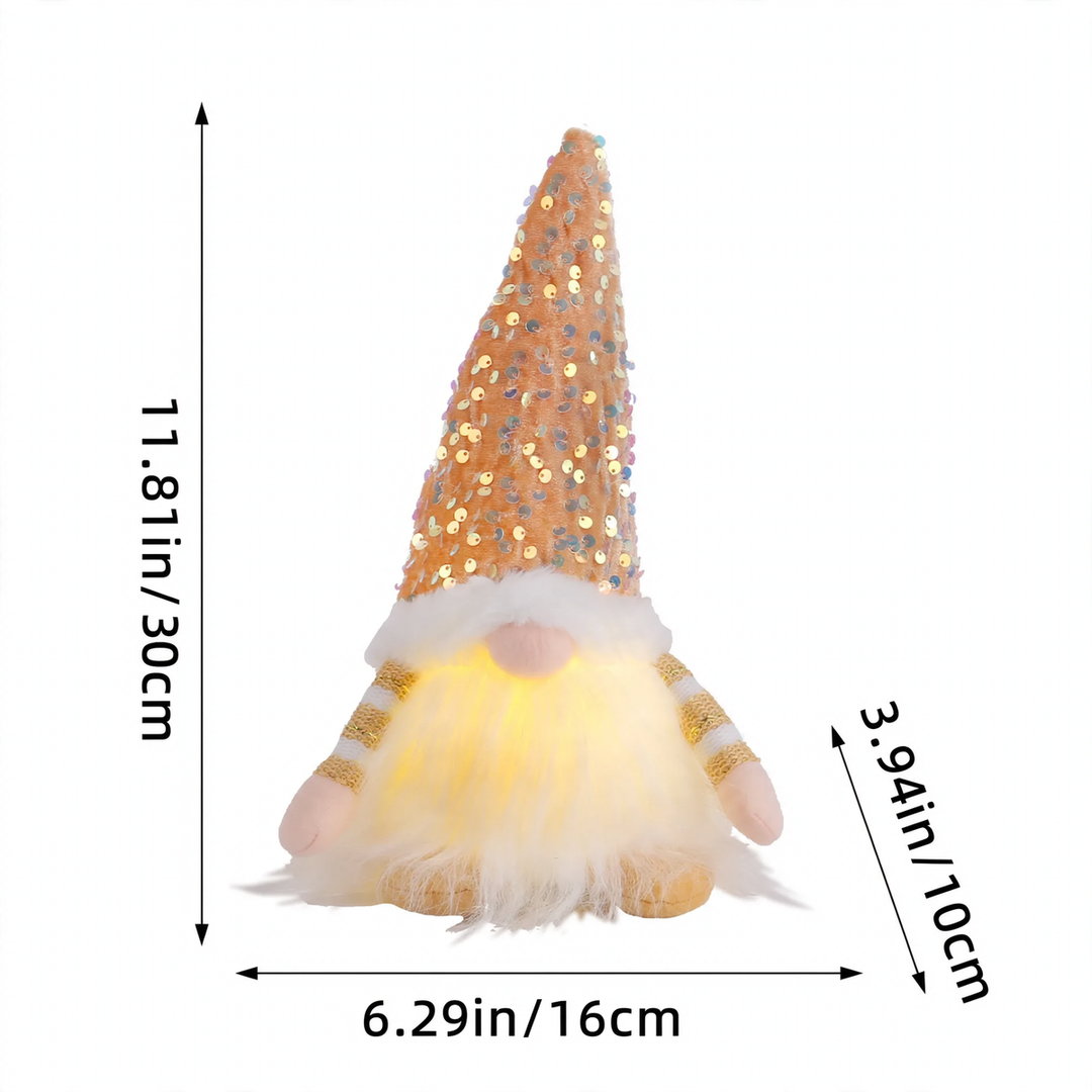 Illuminated Christmas Elf Figure with Sequins
