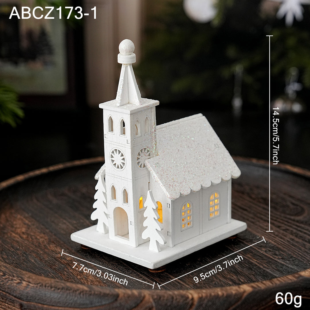 Illuminated wooden house for Christmas decoration