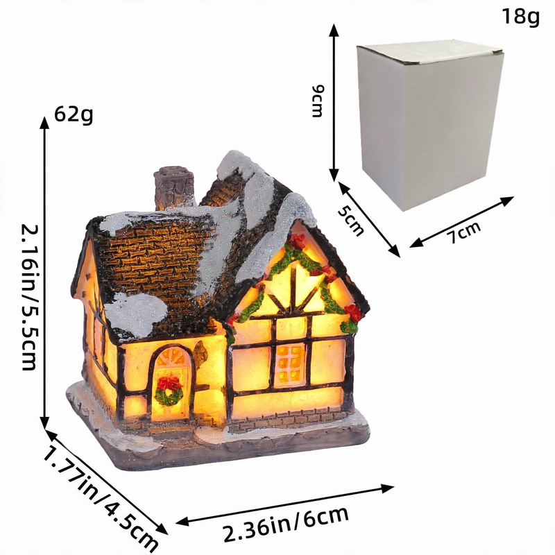 Illuminated houses made of resin for Christmas decoration