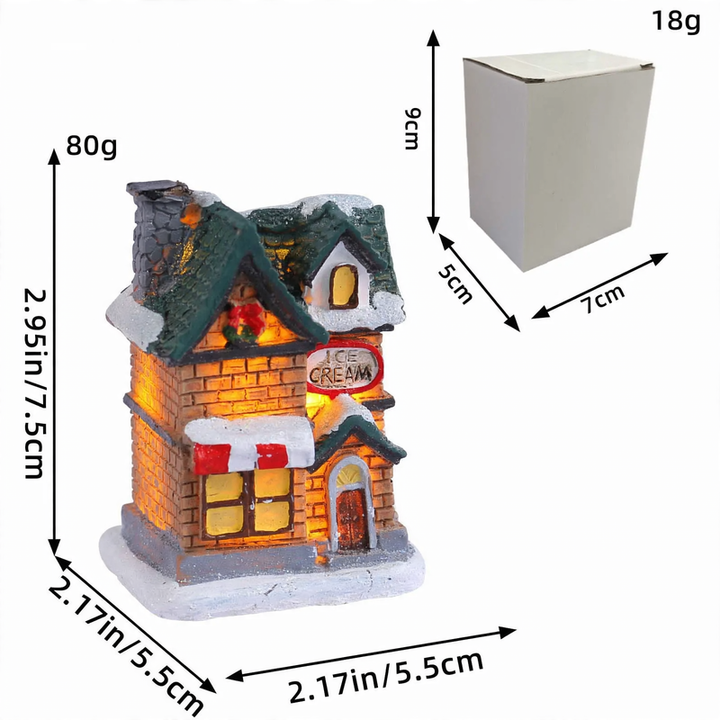 Illuminated houses made of resin for Christmas decoration