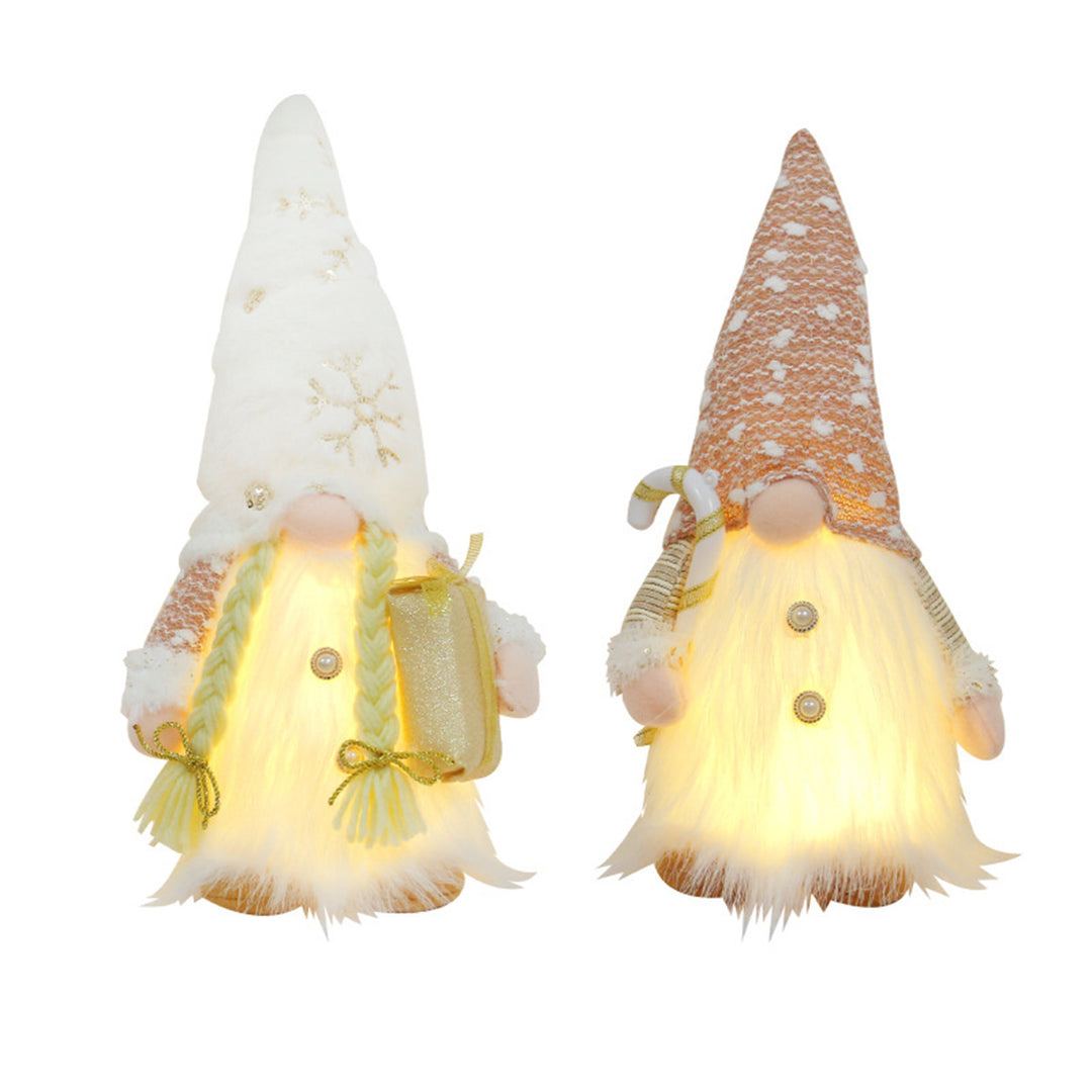 Illuminated Christmas elf figure with sequins and plush
