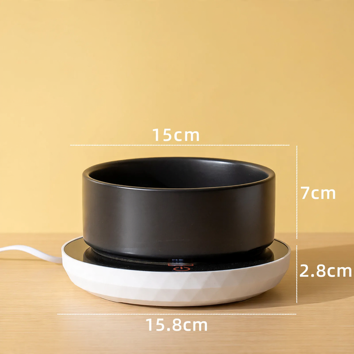 Heated ceramic bowl with heating mat