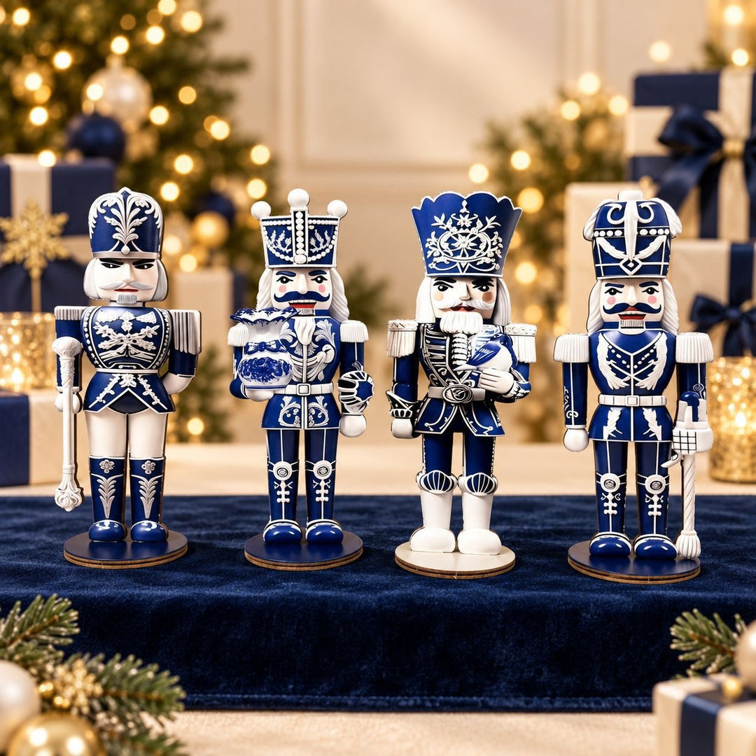 4-piece set nutcracker soldiers, gingerbread design, 2D print