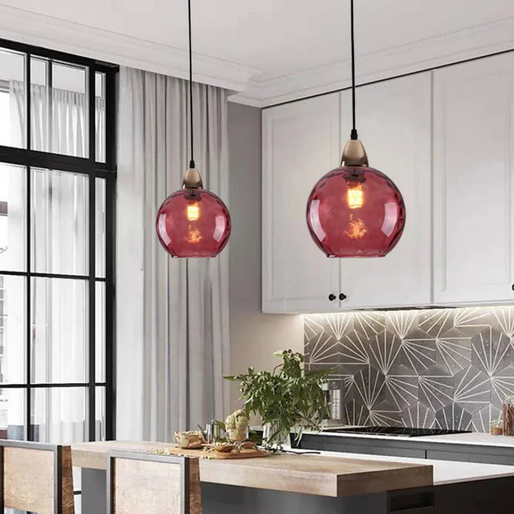 Pendant Light Ripple Glass 7.9 in Sphere Adjustable Dining Room Kitchen Hanging Ceiling Lamp Modern Nordic Minimalist Fixture | Kalsten