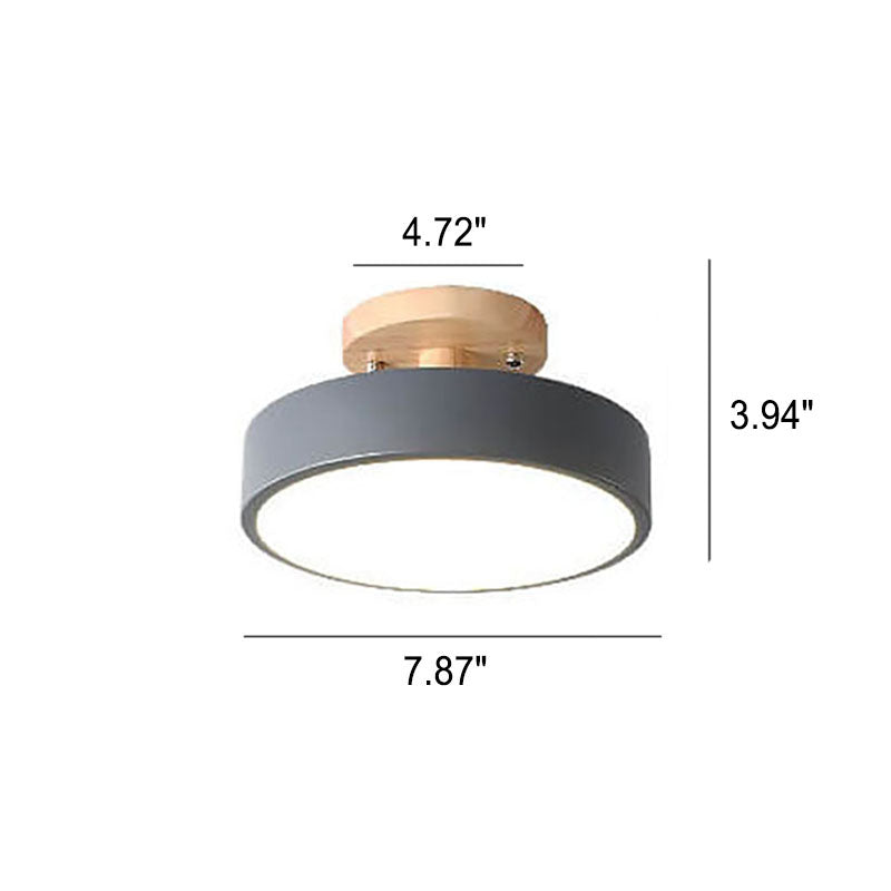 Ceiling Light Wood Acrylic 11.8 in LED Semi Flush Bedroom Hallway Modern Low Profile Fixture | Kalsten