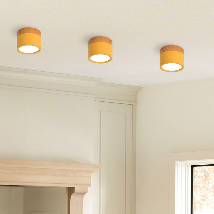 Pink Wood Flush Mount Ceiling Lamp Kalsten