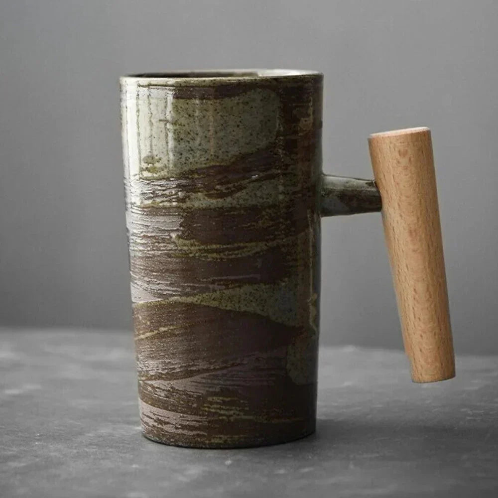 ScandiSip Ceramic Mug – Minimalist Scandinavian Design with Wooden Handle | Kalsten