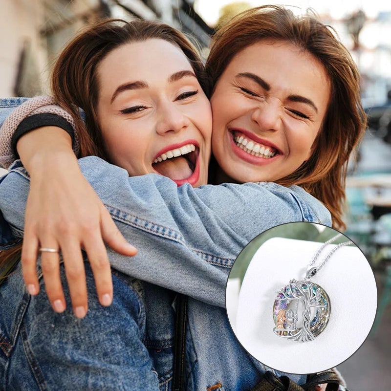 Kalsten | Tree of Life Sister on the Swing Cry-stal Pendant Necklace