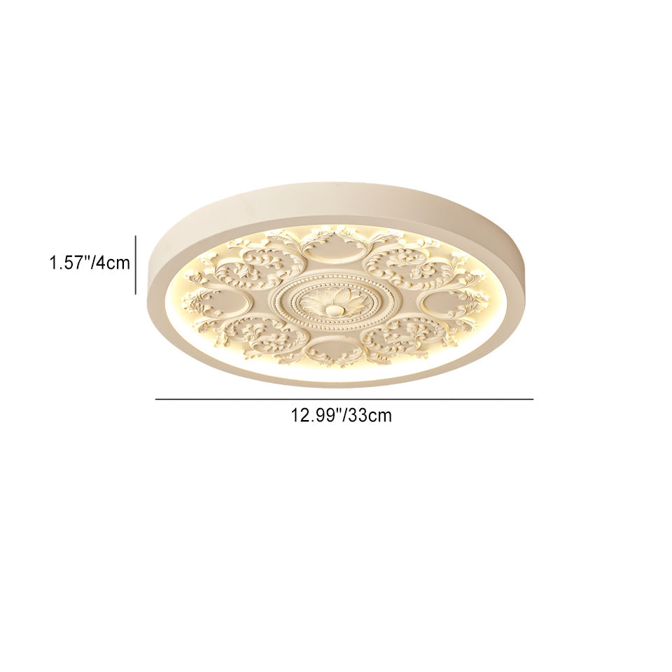 Flush Mount Ceiling Light Iron Acrylic 12.99 in White Living Room Bedroom Minimalist Built-in LED Dimmable Lighting | Kalsten