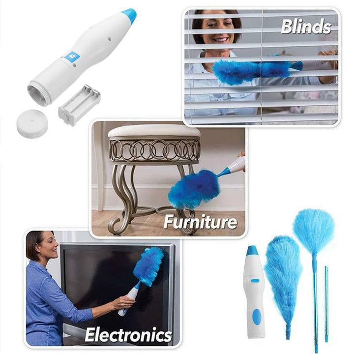 Kalsten | 360° rotating electric spin duster motorized dust cloth with 2 brushes