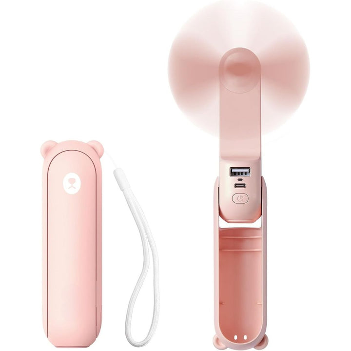 3 In 1 Handheld Mini Fan | USB Rechargeable, Foldable Design & Ideal for Travel, Camping, and Outdoor Activities | Kalsten