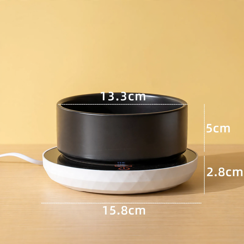 Heated ceramic bowl with heating mat