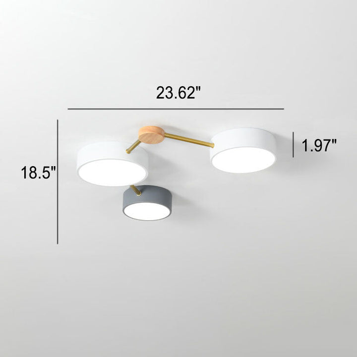 Flush Mount Ceiling Light Iron Solid Wood Acrylic 36W 23.6 in Gray Modern Hallway Living Room Bedroom Lighting | Kalsten