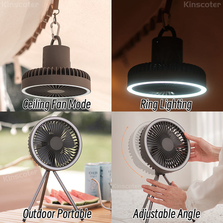 Portable Rechargeable Fan with LED and Built in Power Bank | Kalsten