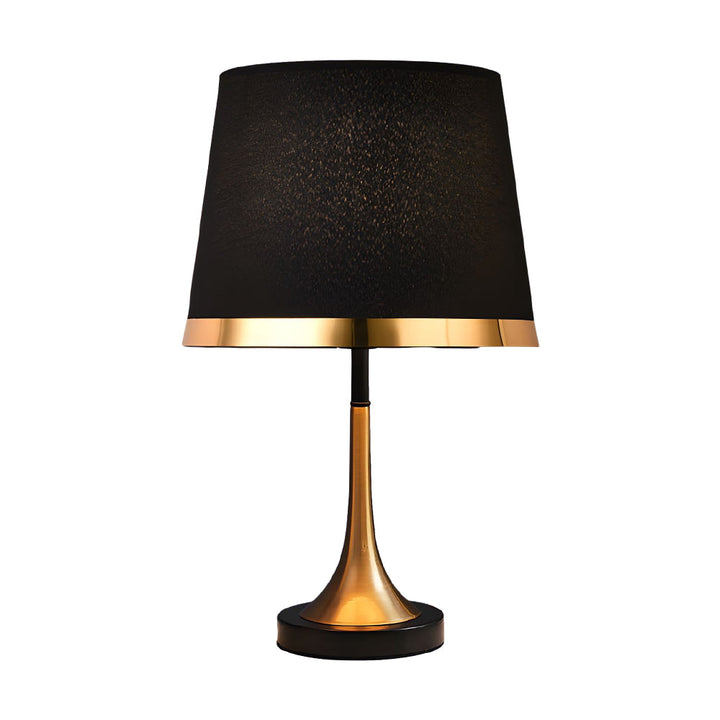 Vintage White/Black and Mid-Century Modern Brass Table Lamp | Kalsten