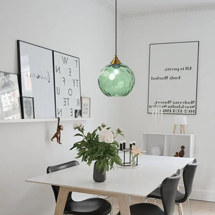 Pendant Light Ripple Glass 7.9 in Sphere Adjustable Dining Room Kitchen Hanging Ceiling Lamp Modern Nordic Minimalist Fixture | Kalsten