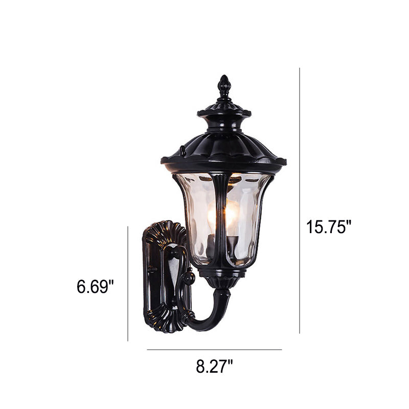 European Retro Waterproof Stone Pattern Glass Lampshade 1-Light Outdoor Wall Sconce Lamp | Kalsten