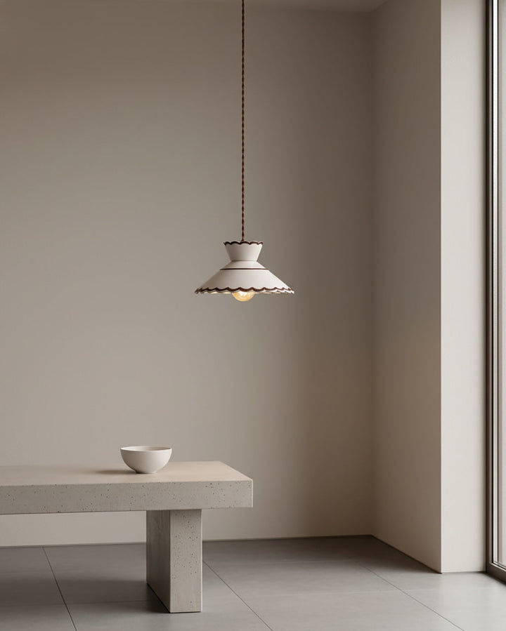 Pendant Light Ceramic 9.6 in Cream Vintage Dining Room Kitchen Island Hanging Ceiling Lamp | Kalsten