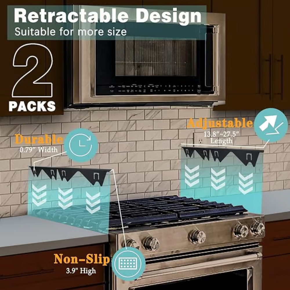 Kalsten | Adjustable Stove Gap Cover | Heat-Resistant Stainless Steel Seal Strip | Kitchen Spill Protector