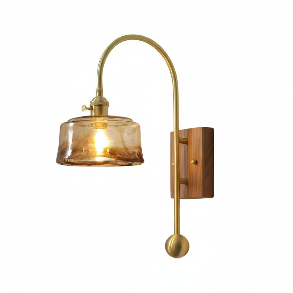 LED Wall Sconce Light – Retro Industrial High Arm Brass Glass (30x15cm / 11.8x5.9in) | Kalsten