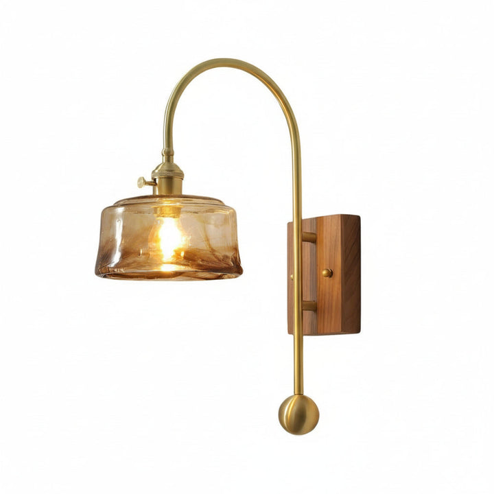 LED Wall Sconce Light – Retro Industrial High Arm Brass Glass (30x15cm / 11.8x5.9in) | Kalsten