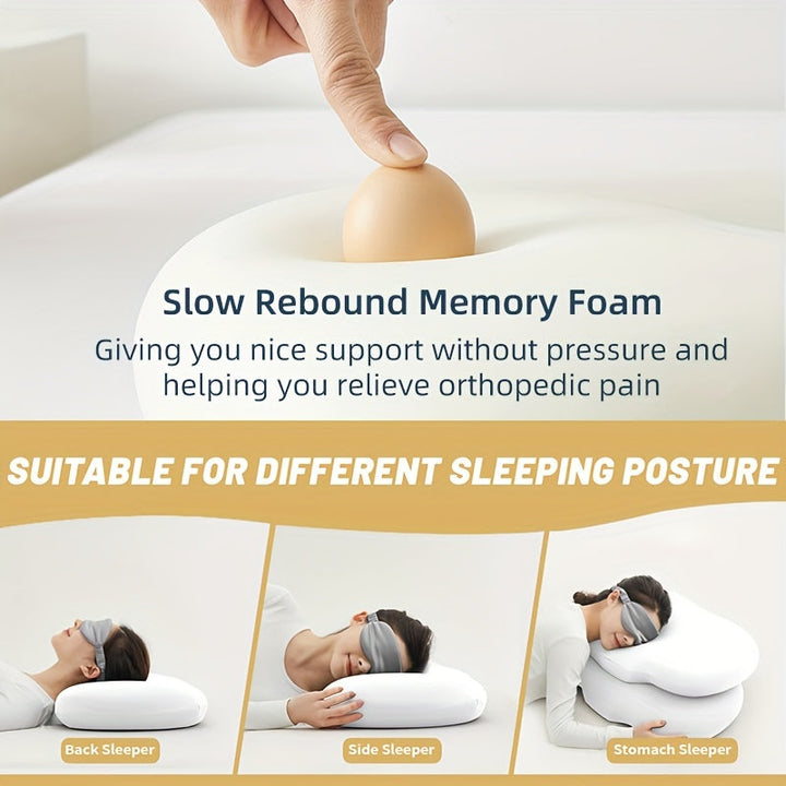 1pc Oval Macaron Pillow Cervical Memory Foam Pillow, Cooling Bed Pillow For Sleeping - Neck Pillows For Pain Relief Sleeping, Contour Support Ergonomic Pillow For Side Back Stomach Sleepers Using High And Low Partition | Kalsten