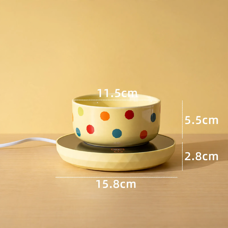 Heated ceramic bowl with heating mat