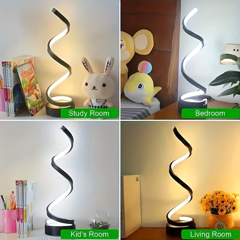 Modern Spiral Table Lamp – Creative LED Desk Lamp with Gentle Warm Light, Perfect for Bedroom, Living Room, and Study Decor | Kalsten
