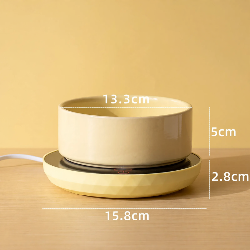Heated ceramic bowl with heating mat
