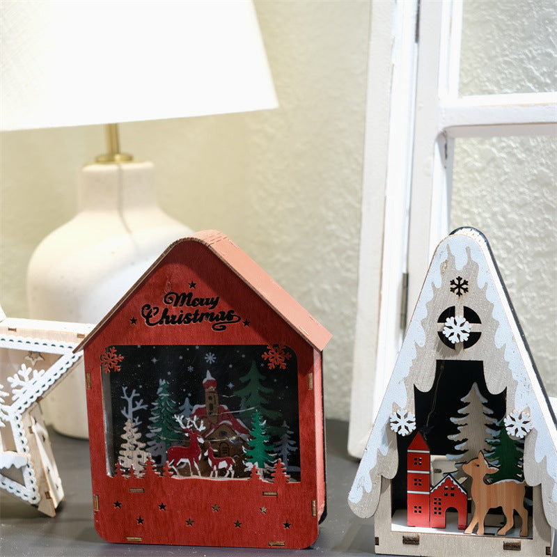 Illuminated wooden Christmas decoration