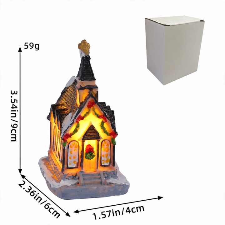 Illuminated houses made of resin for Christmas decoration