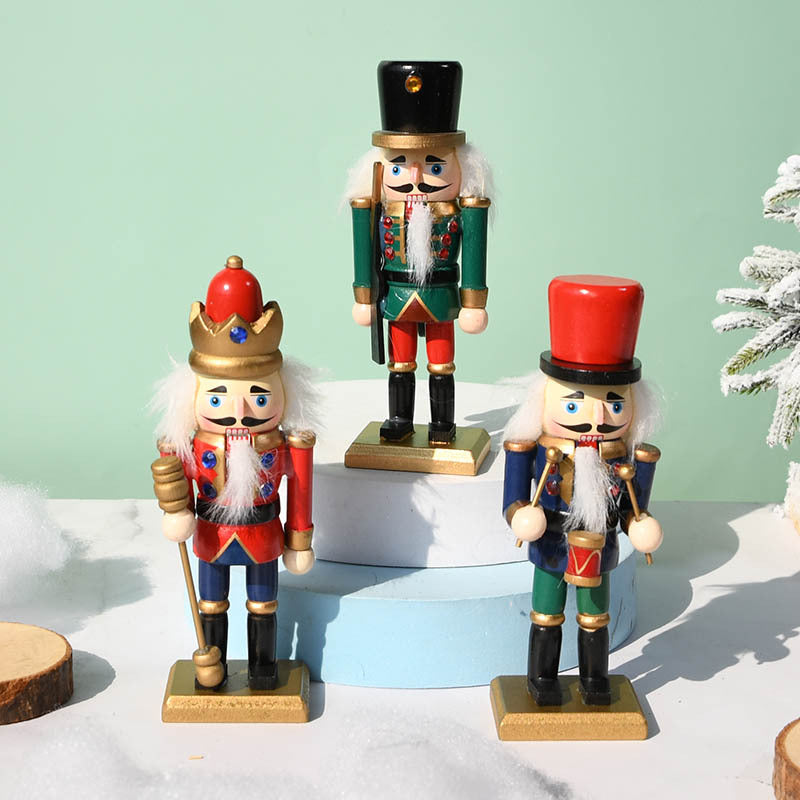 3-piece set wooden nutcracker soldiers, 15 cm